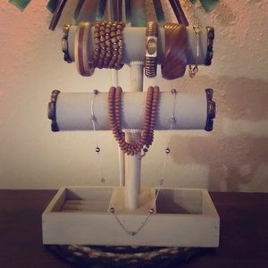 Lot of Retro jewelry. Stand not included.